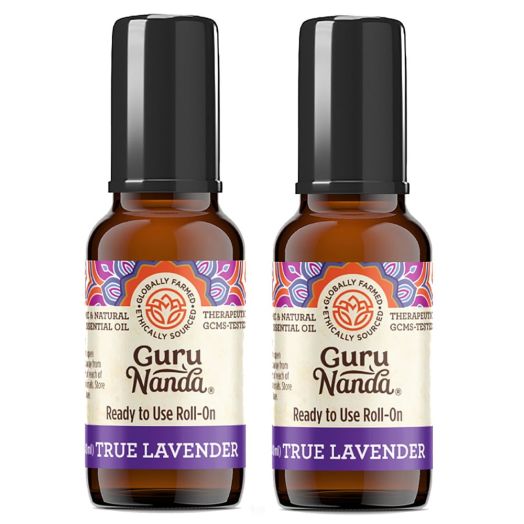 GuruNanda 100% Pure Lavender Topical Essential Oil Roll On - 2 Pack