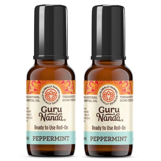 GuruNanda 100% Pure Peppermint Topical Essential Oil Roll On - 2 Pack
