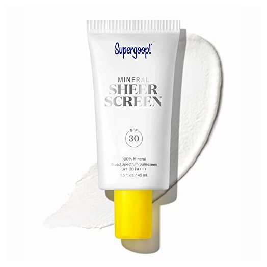 Supergoop! Mineral Sheerscreen SPF 30 PA+++, 1.5 fl oz - 100% Mineral, Broad Spectrum Face Sunscreen + Primer + Helps Filter Blue Light - Satin Finish - For All Skin Types