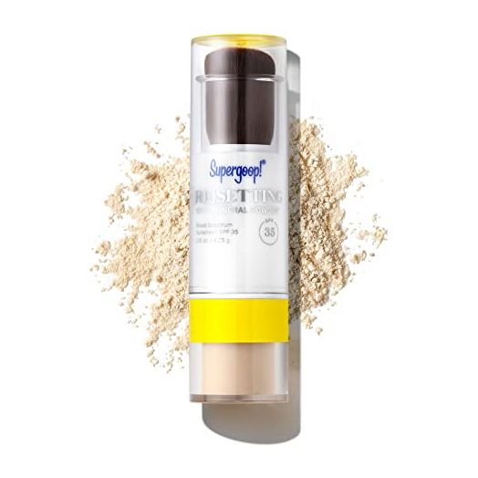 Supergoop! (Re)setting 100% Mineral Powder, Translucent - 0.15 oz - Makeup Setting Powder + Broad Spectrum SPF 35 PA+++ Sunscreen - With Ceramides, Olive Glycerides & Coated Silica Spheres