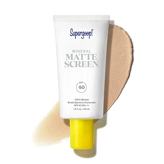 Supergoop! Mineral Mattescreen SPF 40 - 45 mL - 100% Mineral, Oil-Free Broad Spectrum Sunscreen - Smooths Skin’s Appearance, Minimizes Pores & Controls Shine - Water & Sweat Resistant