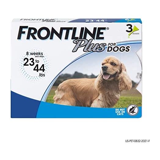 Frontline Plus Flea and Tick Treatment for Dogs (Medium Dog, 23-44 Pounds, 3 Doses)