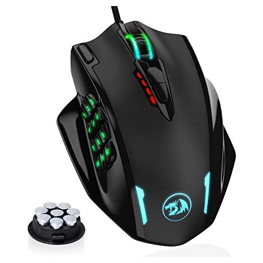 Redragon M908 Impact RGB LED MMO Mouse with Side Buttons Optical Wired Gaming Mouse with 12,400DPI, High Precision, 20 Programmable Mouse Buttons