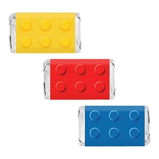 Building Blocks Birthday Party Mini Candy Bar Wrappers - 45 Stickers