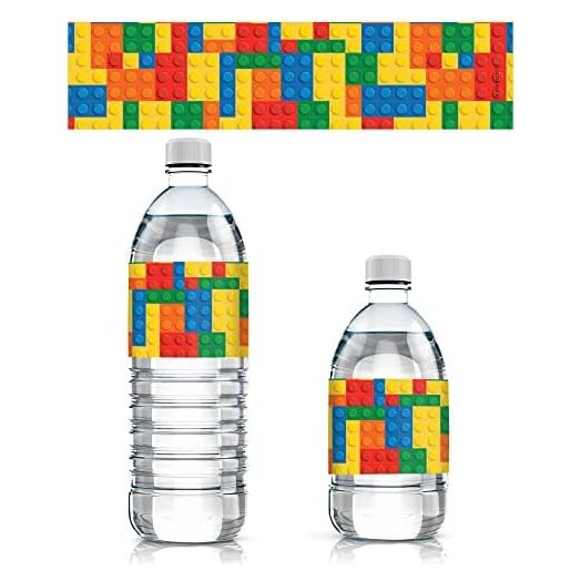 Building Blocks Birthday Water Bottle Labels - 24 Stickers