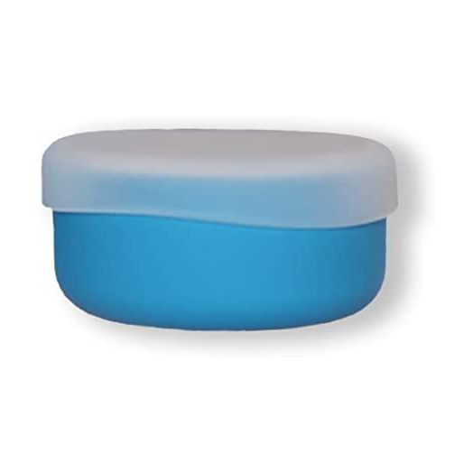 Modern Twist Snack Set 100% Food-Grade Silicone, Waterproof and Reusable Bowl for Snacking, Blue