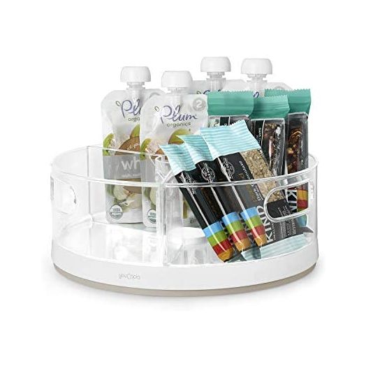 YouCopia Crazy Susan Turntable, Divided Lazy Susan Organizer with 3 Clear Bins for Cabinet and Pantry Storage