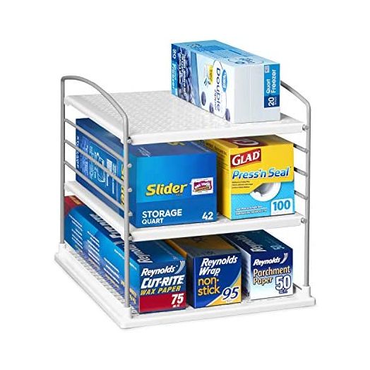 YouCopia UpSpace Adjustable Box Organizer for Foil Wrap and Kitchen Cabinet Storage, 9" x 9", White