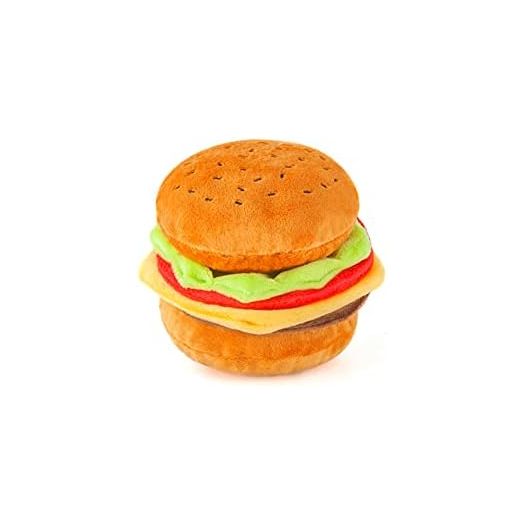 P.L.A.Y. Pet American Classic Plush - Hamburger. Handmade Craftsmanship with Triple Stitched Edges for Durability