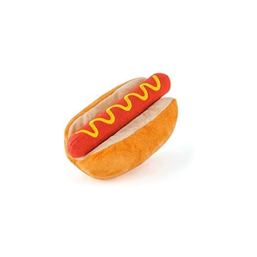 P.L.A.Y. Cute Plush Dog Toys - Fast Food Themed Durable Squeaker Plush Chew Toy, Great for Puppies & Small, Medium, Large Dogs - Machine Washable, Recycled Materials (American Classic, Hot Diggy Dog)
