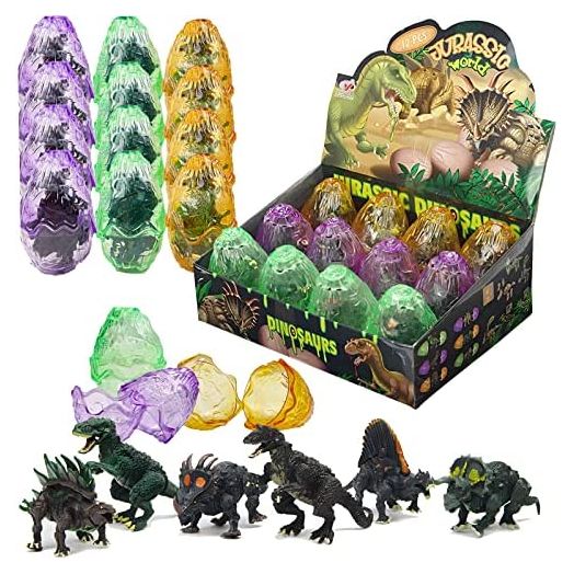 12 PCS Deluxe 3D Dinosaur Action Figures Realistic Figurine Puzzles in Jurassic Hatching Eggs - Ideal Kids Toy Party Favors Bulk Supplies