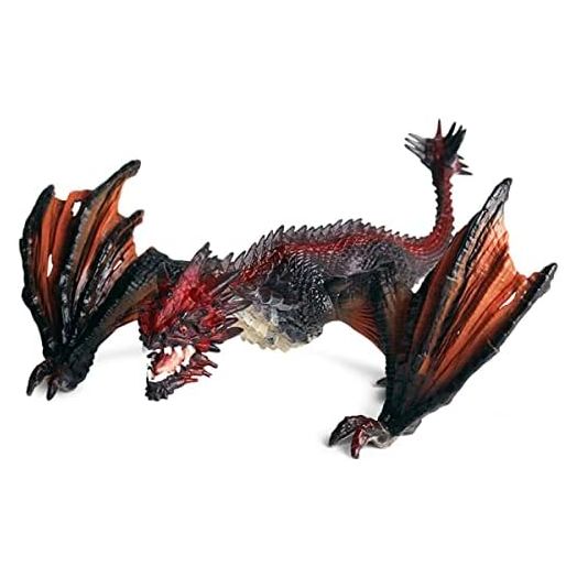 8" Dragon Toy Figure, Realistic Plastic Ancient Mythological Fire Creature Model Decoration Collector Figurine for Kids, Adults