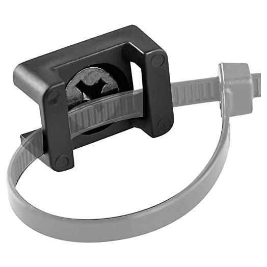 Pro-Grade, Slim, 1"x .6" Cable Tie Mounts With Screws 100 Pack. High Strength, Black Zip Tie Bases For Wire Management. Permanently Anchor To Wall, Desk or Baseboard. Run Cords at Your Home or Office