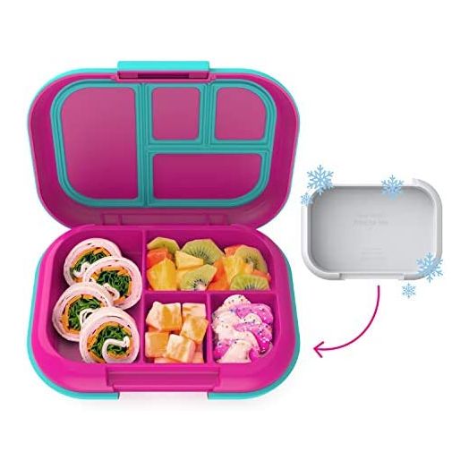 Bentgo® Kids Chill Lunch Box - Bento-Style Lunch Solution with 4 Compartments and Removable Ice Pack for Meals and Snacks On-the-Go - Leak-Proof, Dishwasher Safe, BPA-Free (Fuchsia/Teal)