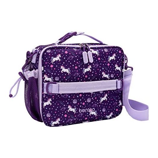 Bentgo® Kids Prints Lunch Bag - Double Insulated, Durable, Water-Resistant Fabric with Interior and Exterior Zippered Pockets and External Bottle Holder- Ideal for Children 3+ (Unicorn)