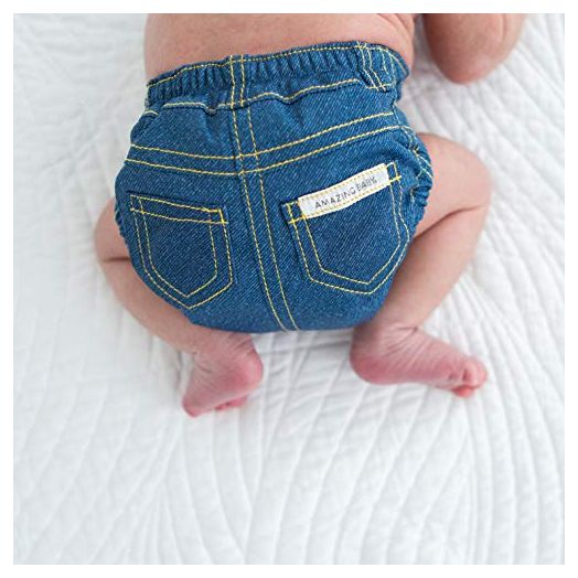 SmartNappy Blue Jeans by Amazing Baby, NextGen Hybrid Cloth Diaper Cover + 1 Bi-fold Reusable Insert + 1 Reusable Booster, Denim, Size 1, 5-10 lbs