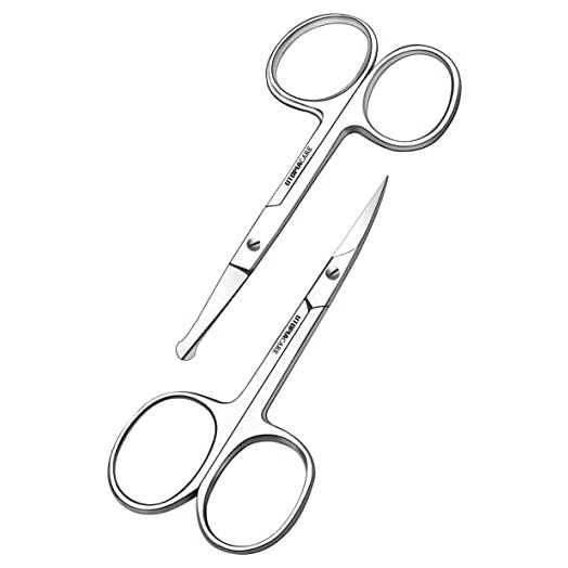 Utopia Care - Curved and Rounded Facial Hair Scissors for Men - Mustache, Nose Hair & Beard Trimming Scissors, Safety Use for Eyebrows, Eyelashes, and Ear Hair - Professional Stainless Steel (Silver)