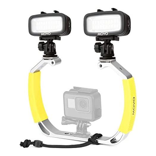 Movo XL Diving Rig Bundle with Waterproof LED Lights - Compatible with GoPro HERO3, HERO4, HERO5, HERO6, HERO7, HERO8, HERO9, HERO10 and DJI Osmo Action Cam - Scuba Accessories for Underwater Camera