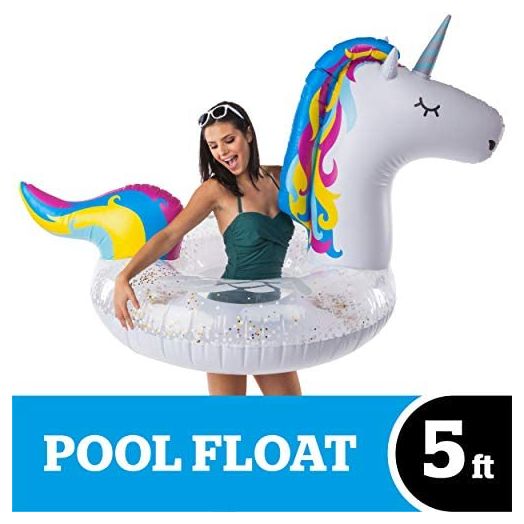 BigMouth Inc. Gigantic Unicorn Pool Float with Sparkles Inside, Funny Inflatable Vinyl Summer Pool or Beach Toy, Patch Kit Included