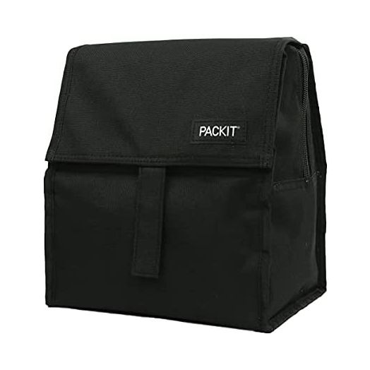PackIt Freezable Lunch Bag with Zip Closure, Black