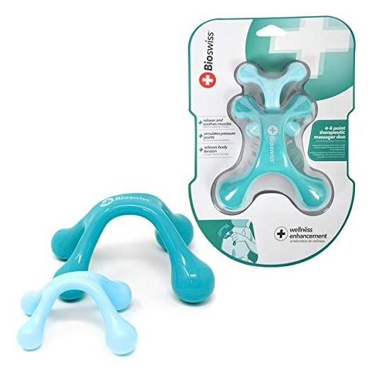 BioSwiss Hand Held Massagers Back Deep Tissue – Neck and Back Manual Massage Tools – Handheld Palm Full Body 4-Legged Acupressure Gentle Self Massager Pressure Point Massage Tools Duo 2 Pack