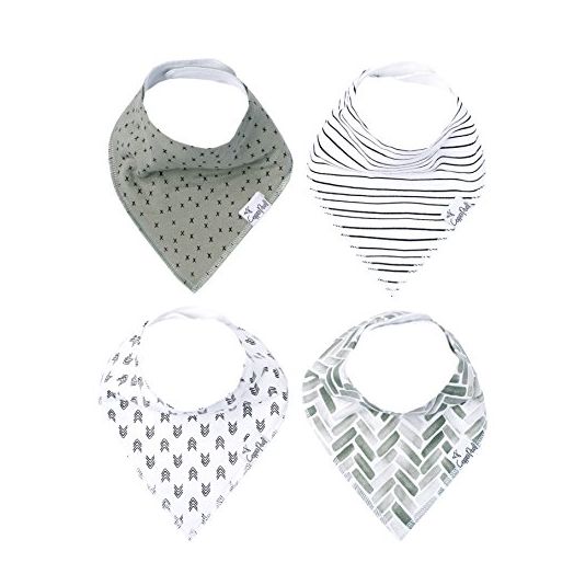 Baby Bandana Drool Bibs for Drooling and Teething 4 Pack Gift Set “Alta” by Copper Pearl, Soft Set of Cloth Bandana Bibs for Any Baby Girl or Boy, Cute Registry Ideas for Baby Shower Gifts