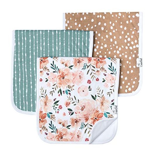 Baby Burp Cloth Small 21''x10'' Size Premium Absorbent Triple Layer 3-Pack Gift Set 'Autumn' by Copper Pearl