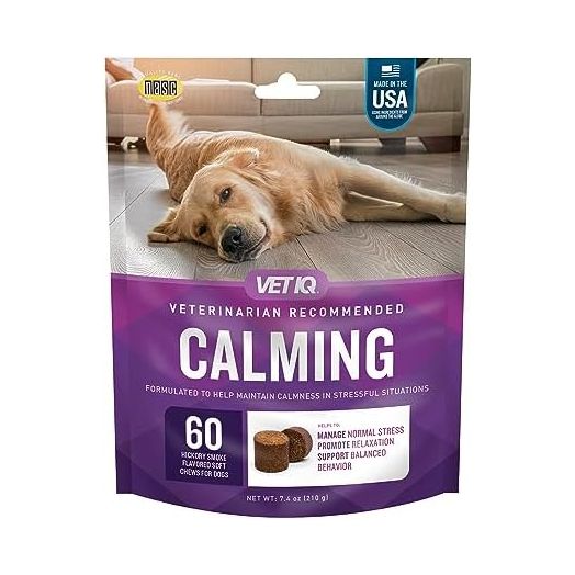 VetIQ Calming Support Supplement for Dogs, Calming Chews Help Manage Stress and Promote Relaxation, Anxiety Relief for Dogs, 60 Count