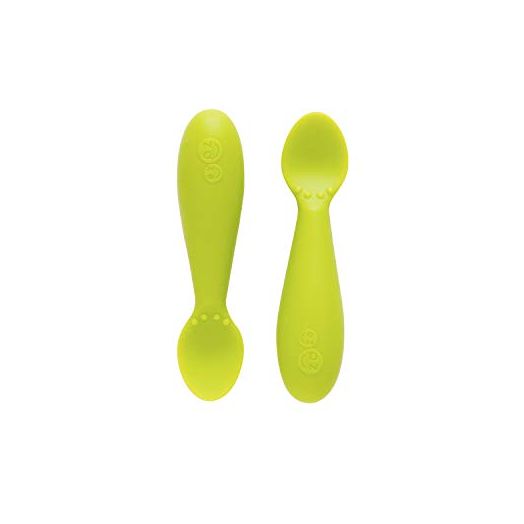 ezpz Tiny Spoon (2 Pack in Lime) - 100% Silicone Spoons for Baby Led Weaning + Purees - Designed by a Pediatric Feeding Specialist - 4 Months+