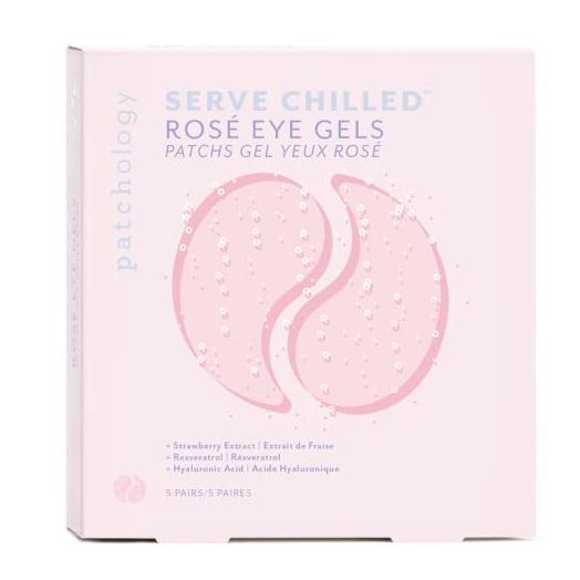 Patchology Serve Chilled Rosé Eye Gels with Hyaluronic Acid - Hydrating Under Eye Patches for Dark Circles, Puffy Eyes and Fine Lines - Best Treatment for Eye Bags and Puffiness (5 Pairs)