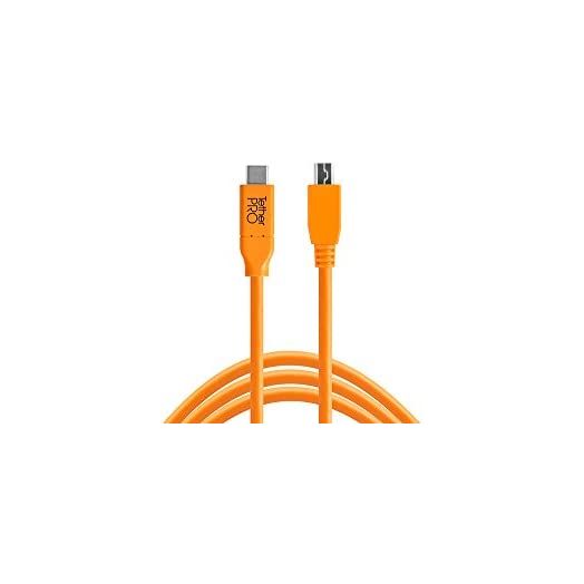 TetherPro USB-C to 2.0 Mini-B 8-Pin, 15' (4.6m) (High-Visibility Orange)