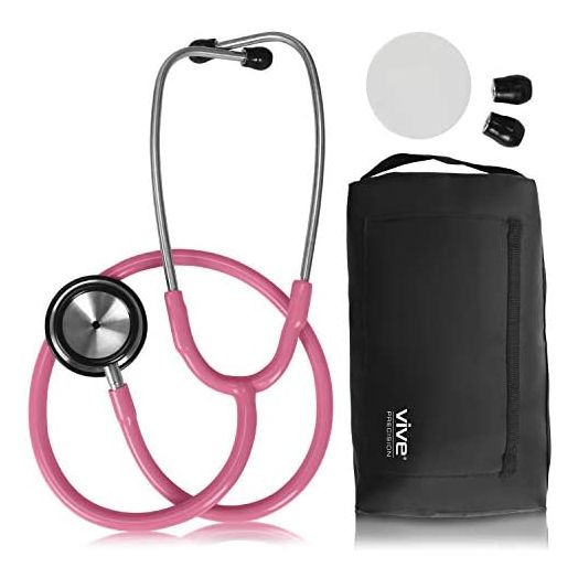Vive Precision Dualhead Stethoscope - Dual Head Diaphragm Bell for Nurses, ER, Cardiology, Veterinary, Fetal Pediatrics Blood Pressure Kit - Double Barrel Chestpiece Device for Doctors, Students