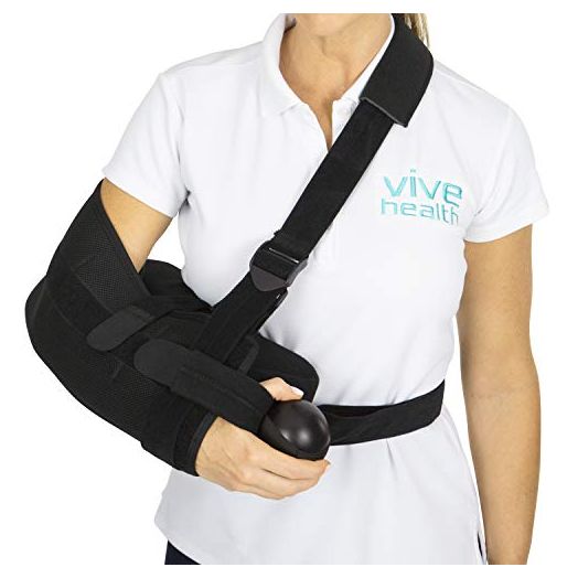 Vive Shoulder Abduction Sling - Immobilizer for Injury Support - Pain Relief Arm Pillow for Rotator Cuff, Sublexion, Surgery, Dislocated, Broken Arm - Brace Includes Pocket Strap, Stress Ball, Wedge