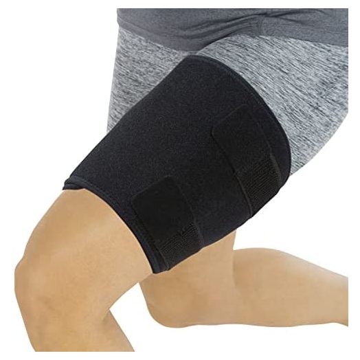 Vive Thigh Brace - Hamstring Quad Wrap - Adjustable Compression Sleeve Support for Pulled Groin Muscle, Sprains, Quadricep, Tendinitis, Workouts, Sciatica Pain and Sports Recovery - Men, Women (Black)
