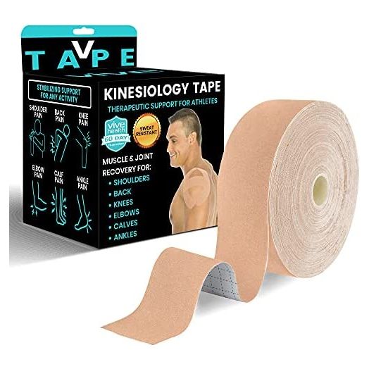 Vive Kinesiology Tape (105 Feet) - Therapeutic Athletic Support Tape - Uncut Kensio Roll - Muscle and Joint Recovery for Shoulder, Back, Knee, Elbow and Ankle Pain Relief - Waterproof for Sports