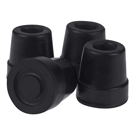 Vive Quad Cane Tips (Set of 4) - Heavy Duty 1/2 inch Replacement Rubber Foot - Black Attachment Base Grip - Accessories for Walking and Standing Stick - Durable End for Women, Men, Seniors, Elderly