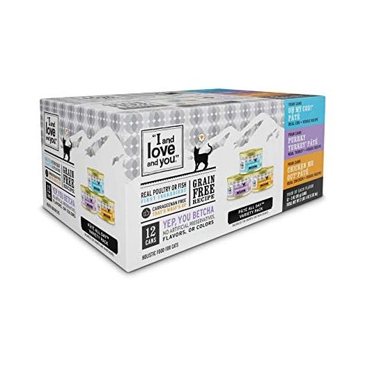 "I and love and you" Naked Essentials Canned Wet Cat Food - Variety Pack: Chicken Recipe, Turkey Recipe, Cod Recipe, 3-Ounce, Pack of 12 Cans
