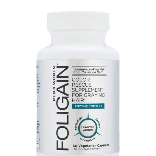 Foligain Color Rescue Supplement for Graying Hair - 60 Vegetarian Capsules