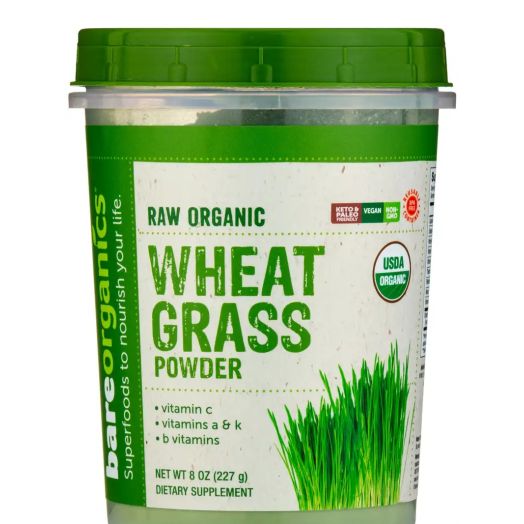 BareOrganics Raw Organic Wheat Grass Powder - 8 oz (227 Grams)