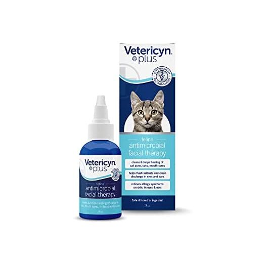 Vetericyn Plus Feline Facial Therapy. to Care for Cat Acne, Cuts, Mouth Sores, and Irritated Eyes and Ears on Cats of All Ages. Non-Toxic and Safe if Ingested. (2 oz)