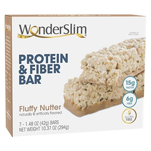WonderSlim Protein & Fiber Bar, Fluffy Nutter - 15g Protein, 7g Fiber, 5g Sugar, 160 Calories (7ct)