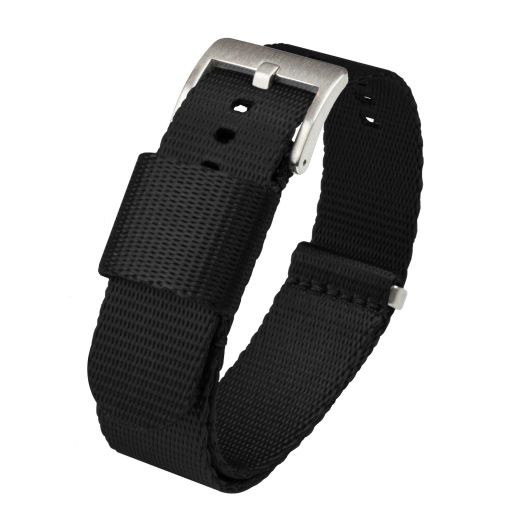 22mm Black - BARTON Elite NATO® Style Watch Strap - Stainless Steel Buckle - Seat Belt Nylon Watch Bands