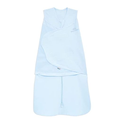 HALO 100% Cotton Sleepsack Swaddle, 3-Way Adjustable Wearable Blanket, TOG 1.5, Baby Blue, Small, 3-6 Months