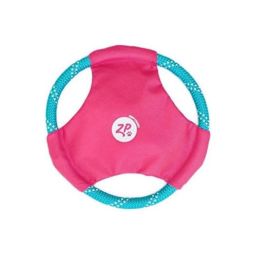 ZippyPaws - Rope Gliderz Durable Outdoor Dog Toy Flying Disc - Magenta