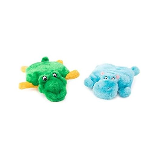 ZippyPaws Squeakie Pads - 2-Pack, Hippo, Alligator