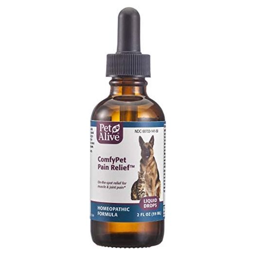 PetAlive ComfyPet Pain Relief - Natural Homeopathic Formula for Minor Aches and Pains in Dogs and Cats - Temporarily Reduces Minor Discomfort in The Muscles and Joints - 59 mL