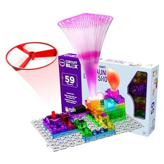 E-Blox Building Blocks STEM Circuit Kit, 59 Projects, Build Your Own Fan Launch Light Show, Science Projects, Birthday Gift, Boys, Girls, 8+