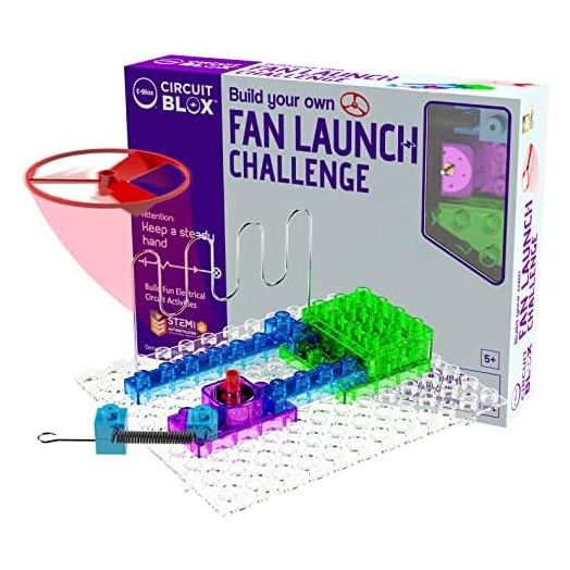 E-BLOX Building Blocks Circuit Kit, Build Your Own Fan Launch Wire Maze Challenge, Steady Hand Wins, Friendly Competition, Ages 5+
