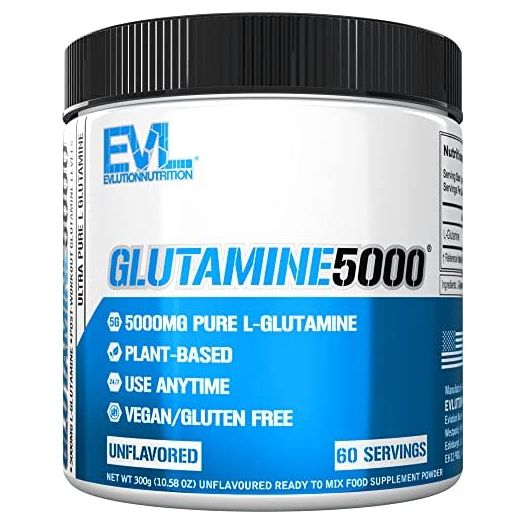 Evlution Nutrition L-Glutamine 5000, 5g Pure L Glutamine Per Serving