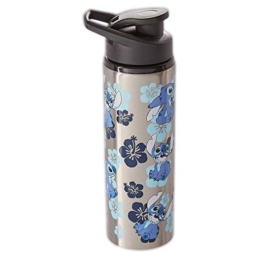 Silver Buffalo Lilo and Stitch Double Walled Stainless Steel Water Bottle, 25 Ounces